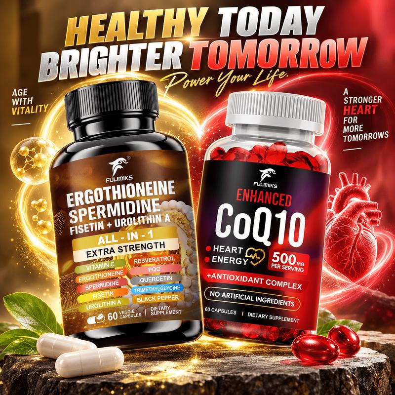 Health Wellness - All-in-One CoQ10 + Ergothionein Spermidin Nahrungsergänzungsmittel-Kombination